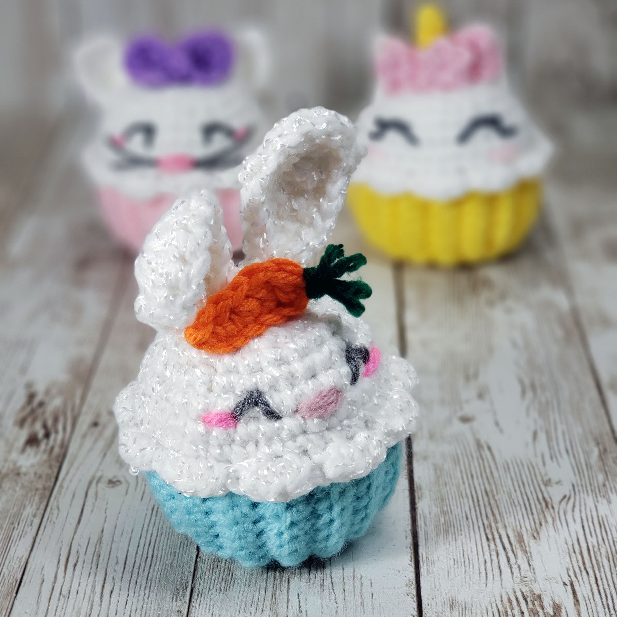 Cupcake Pets: Bunny, Kitty, Uni Crochet Patterns Available Now