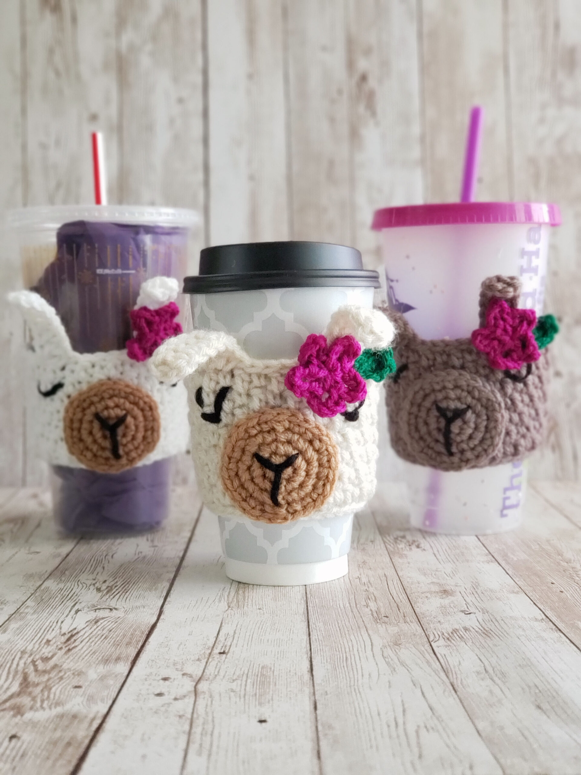 Crochet Pattern: Llama Alpaca Coffee Cup Tumbler Cozy Drink Sleeve