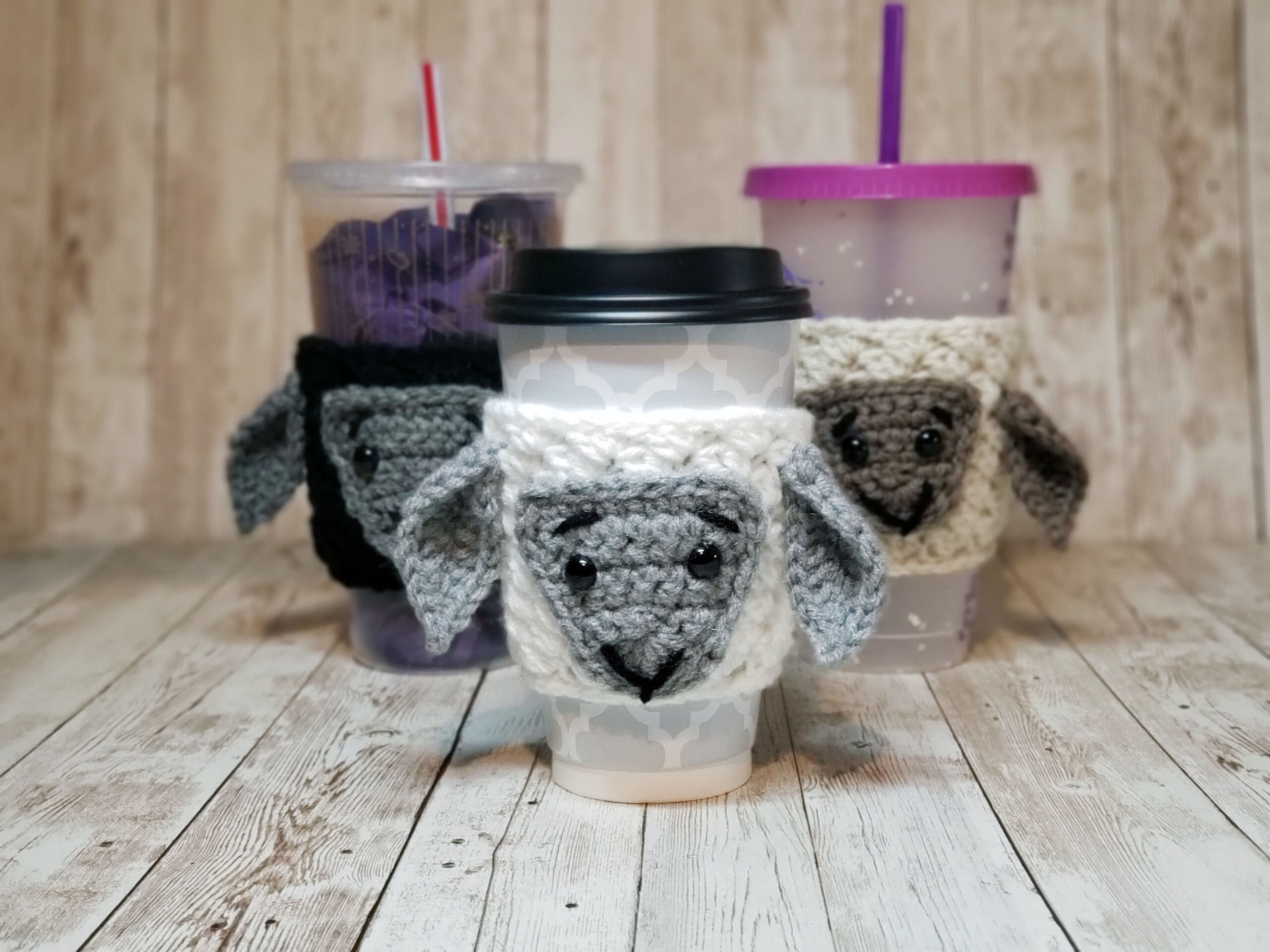 Crochet Pattern: Sheep Coffee Cup Cozy Sleeve