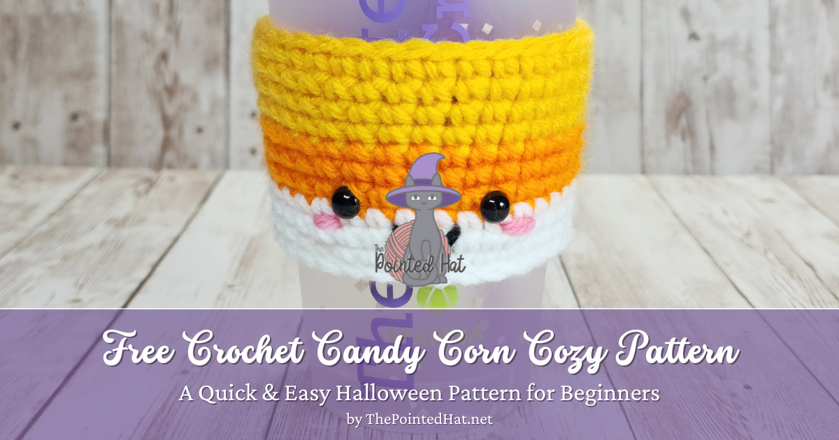 FREE Crochet Pattern: Candy Corn Cup Cozy