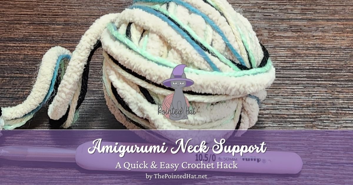 A closeup of a ball of yarn, and a crochet hook. Image also features the title of the post.